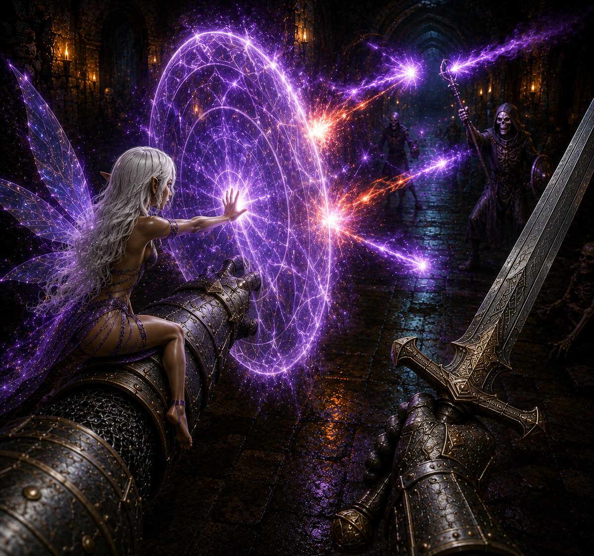 Campaign concept: a warding circle raised against a necromancer's spells in the dungeon