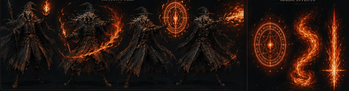Ganja the Grey: fire casting and spell effects