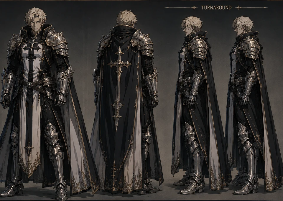 Dante: blackened-silver armour