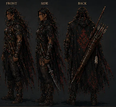 Pohtakwē: black cloak and woven back panel