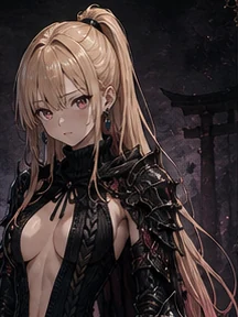 Yomi no Kenshi, Yomi no Kenshi, Queen of the Underworld, has blonde hair fading to pink at the tips