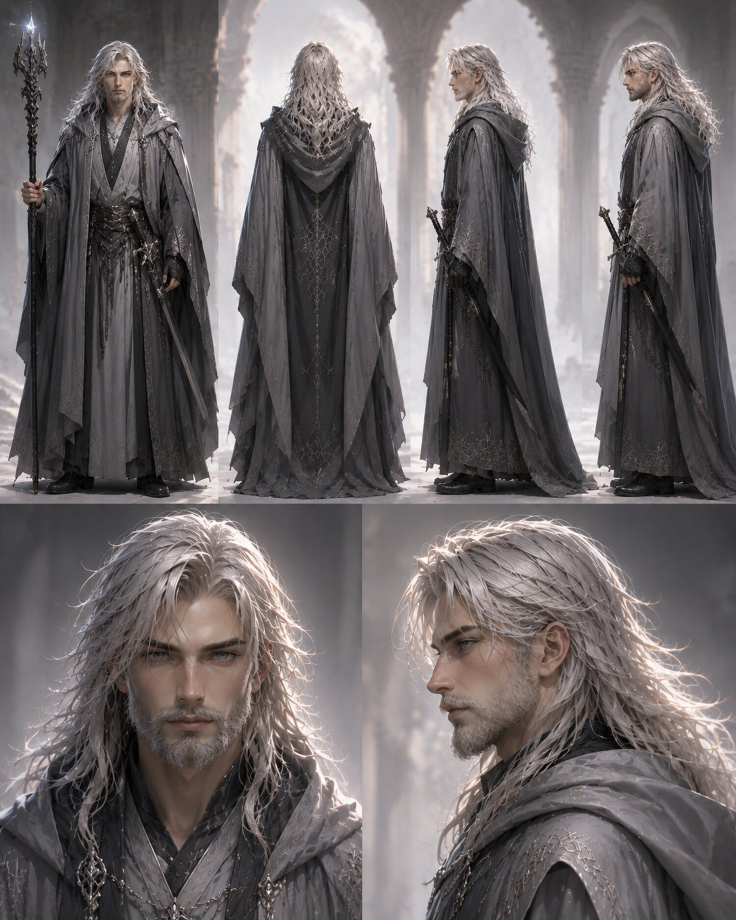Mage male concept art — Turnaround