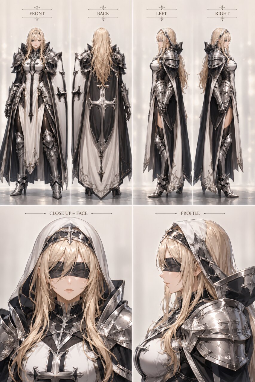Paladin concept art — Turnaround & face