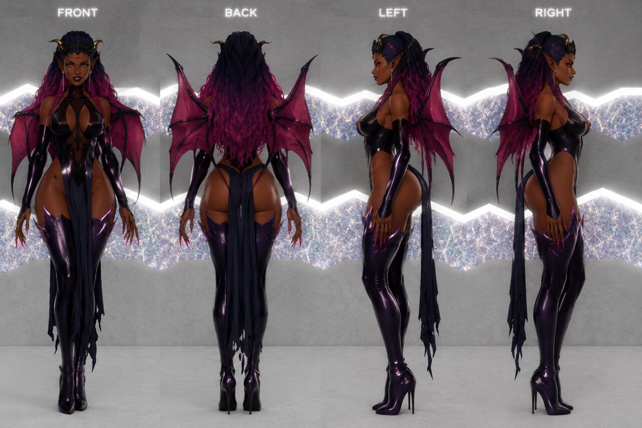 Vampire Necromancer concept art — Turnaround (wings)